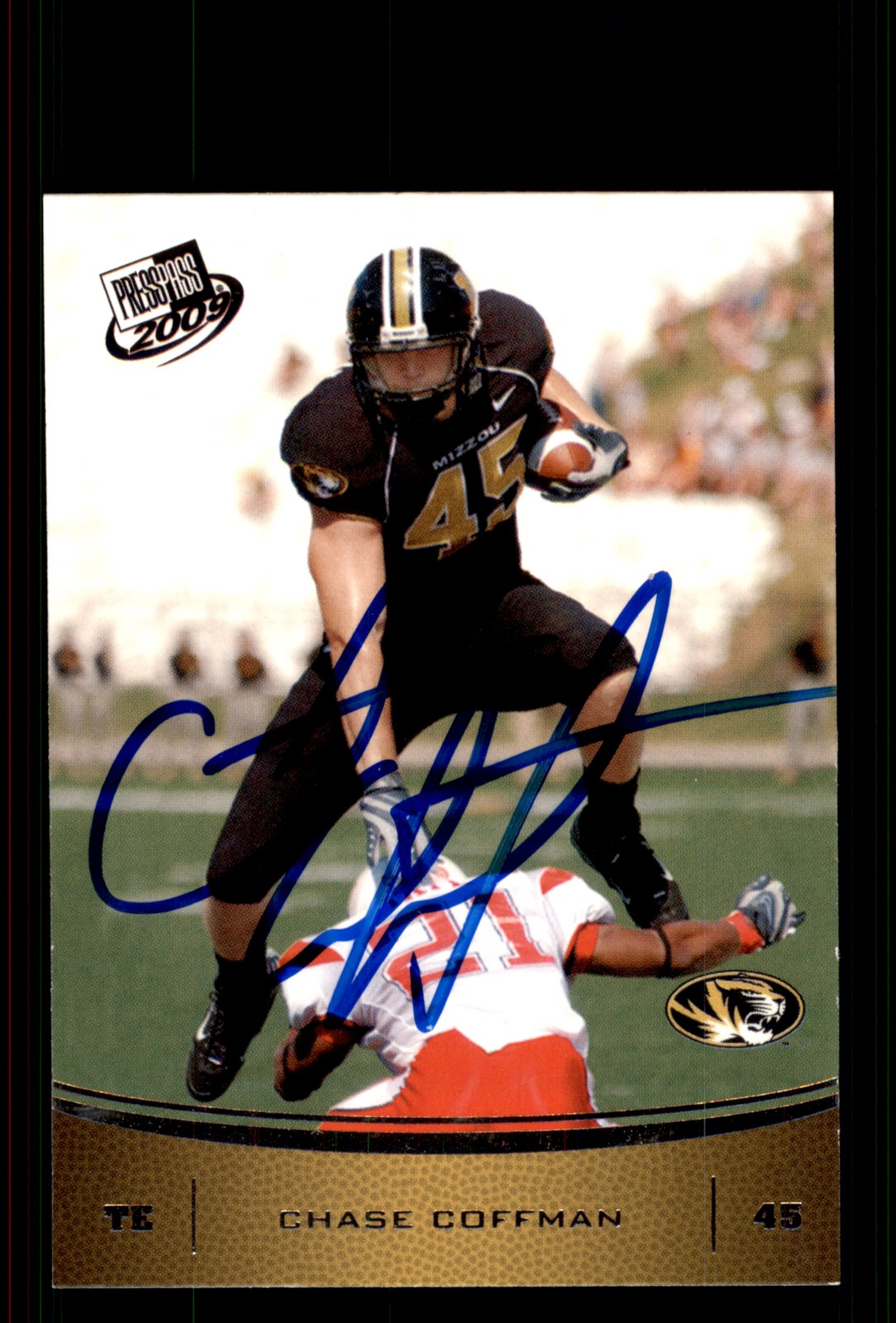 Signed Football Card Auto Chase Coffman 2009 Press Pass #35 Missouri Tigers