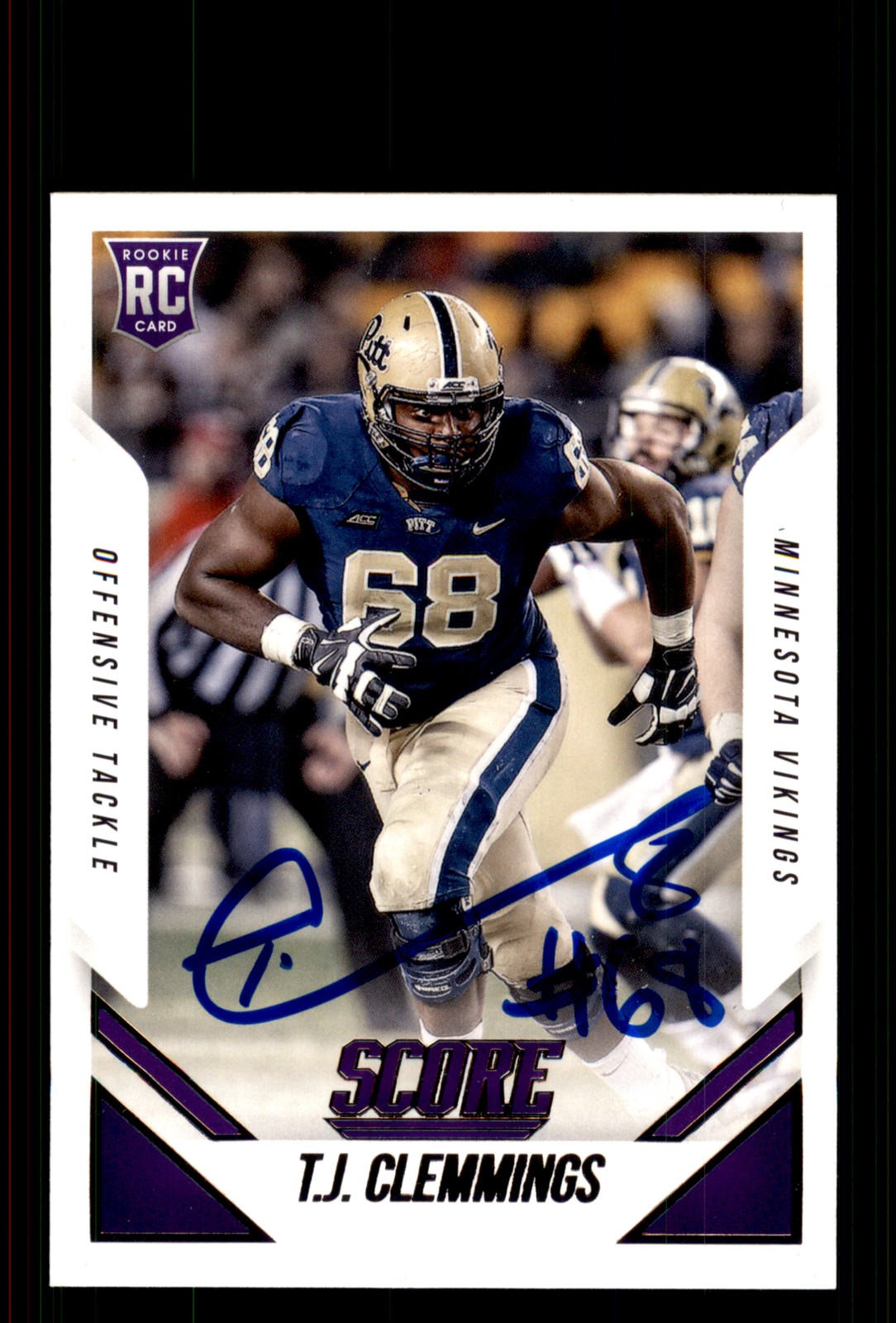 Signed Football Card Auto T.J. Clemmings 2015 Score #363 Minnesota Vikings