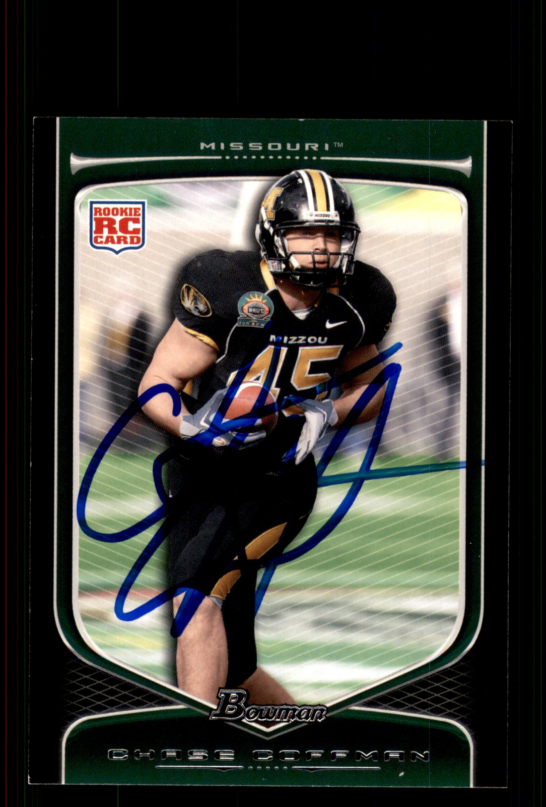 Signed Football Card Auto Chase Coffman 2009 Bowman Draft Picks #138 Missouri