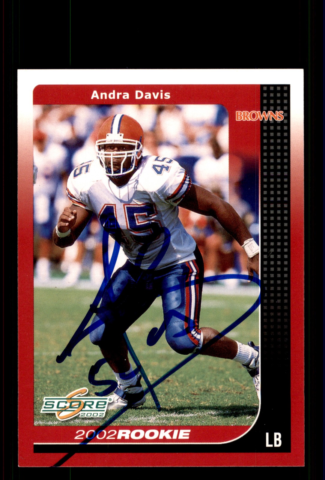 Signed Football Card Auto Andra Davis 2002 Score #314 Cleveland Browns
