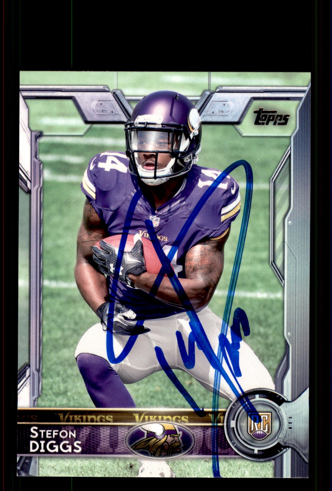 Signed Football Card Auto Stefon Diggs 2015 Topps #452 Minnesota Vikings