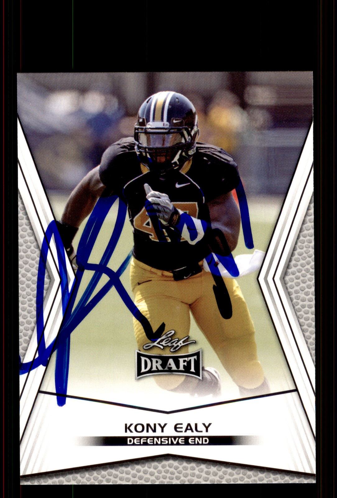 Signed Football Card Auto Kony Ealy 2014 Leaf Draft #34 Missouri Tigers