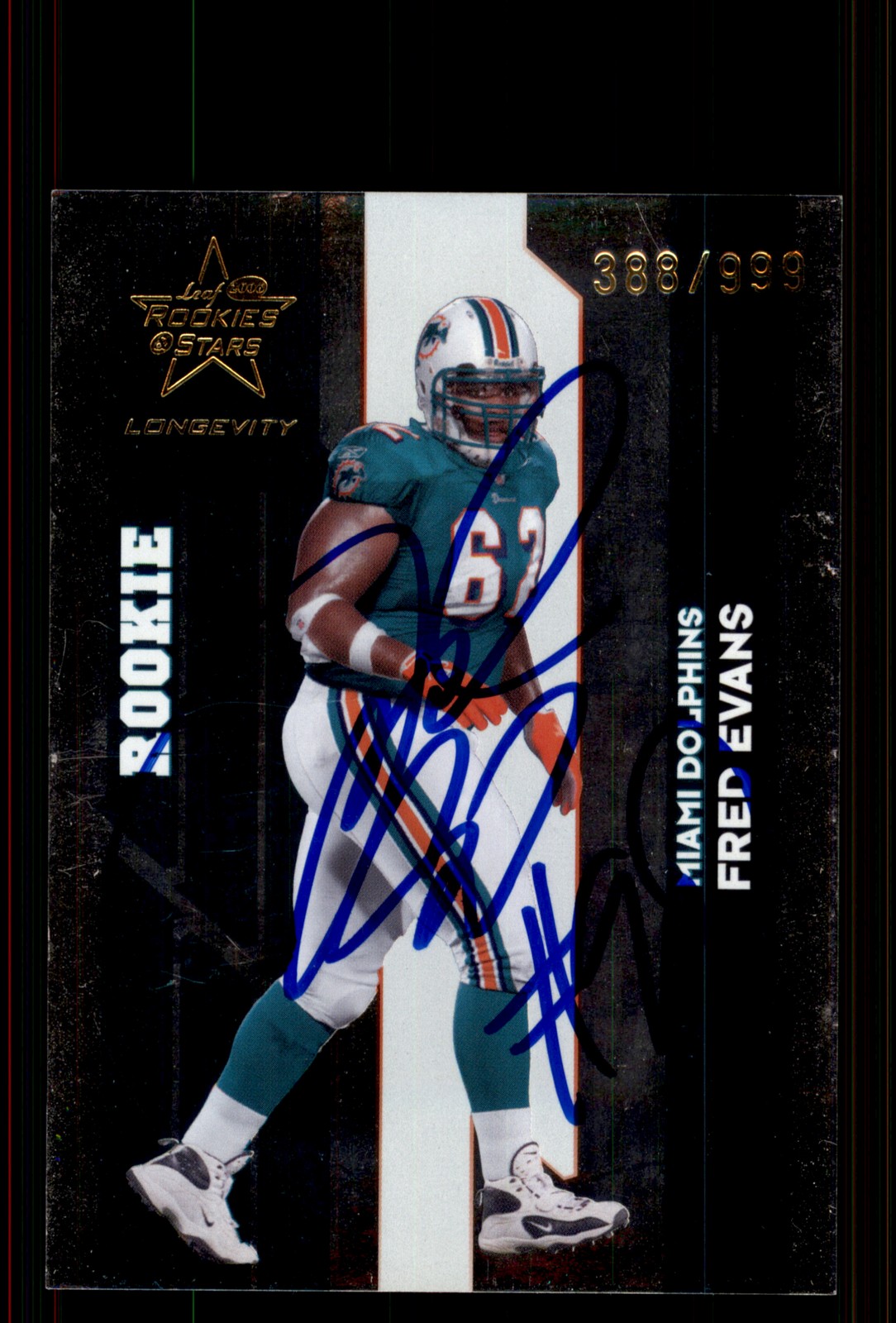 Signed Football Card Auto Fred Evans 2006 Leaf Rookies & Stars #195 Dolphins