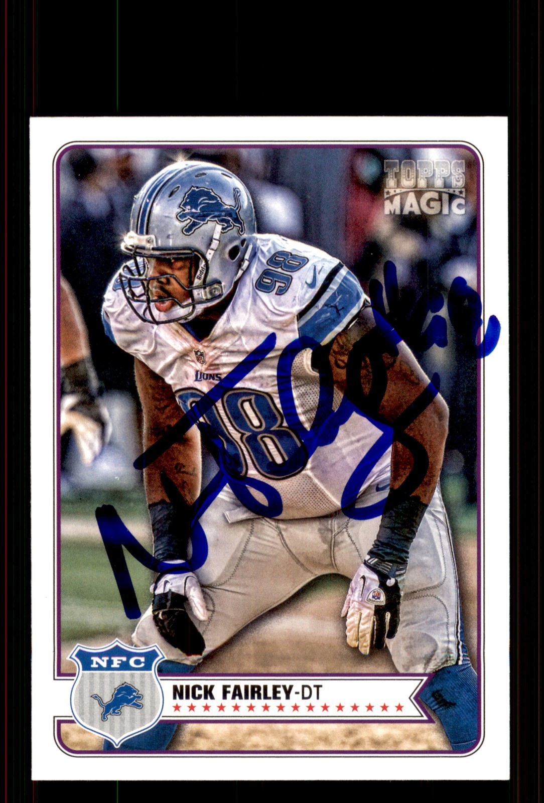 Signed Football Card Auto Nick Fairley 2012 Topps Magic #159 Detroit Lions
