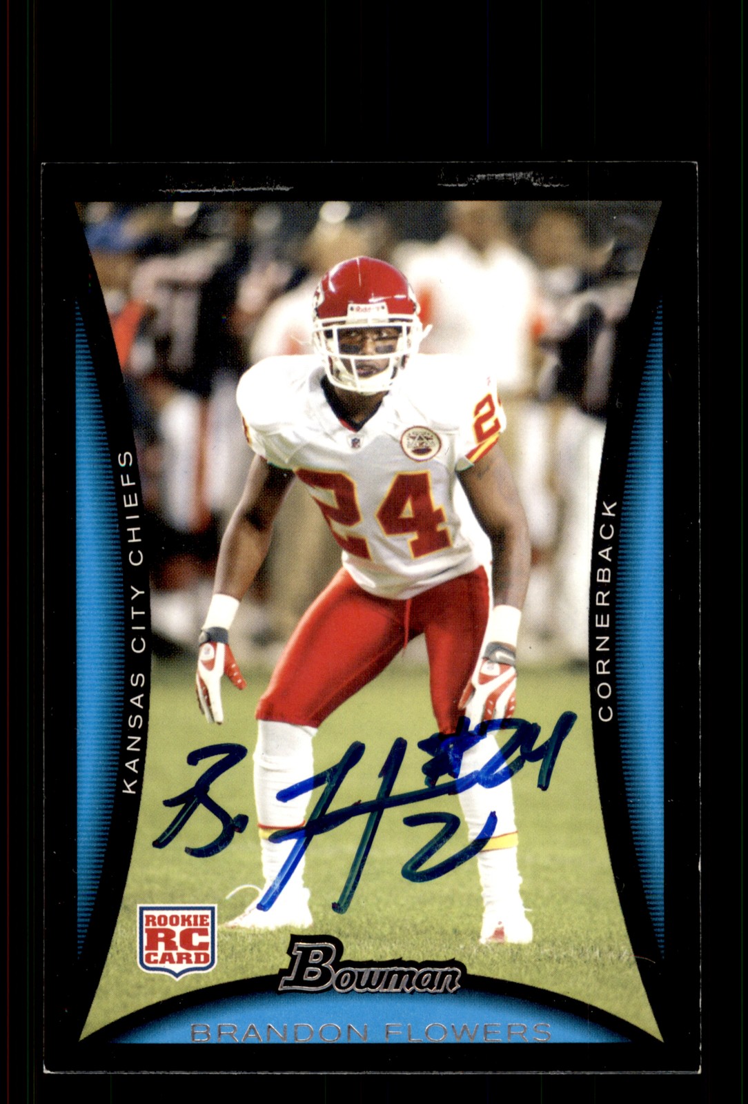 Signed Football Card Auto Brandon Flowers 2008 Bowman #115 Kansas City Chiefs