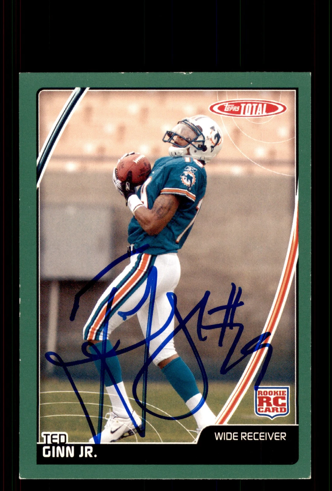 Signed Football Card Auto Ted Ginn Jr. 2007 Topps Total #476 Miami Dolphins