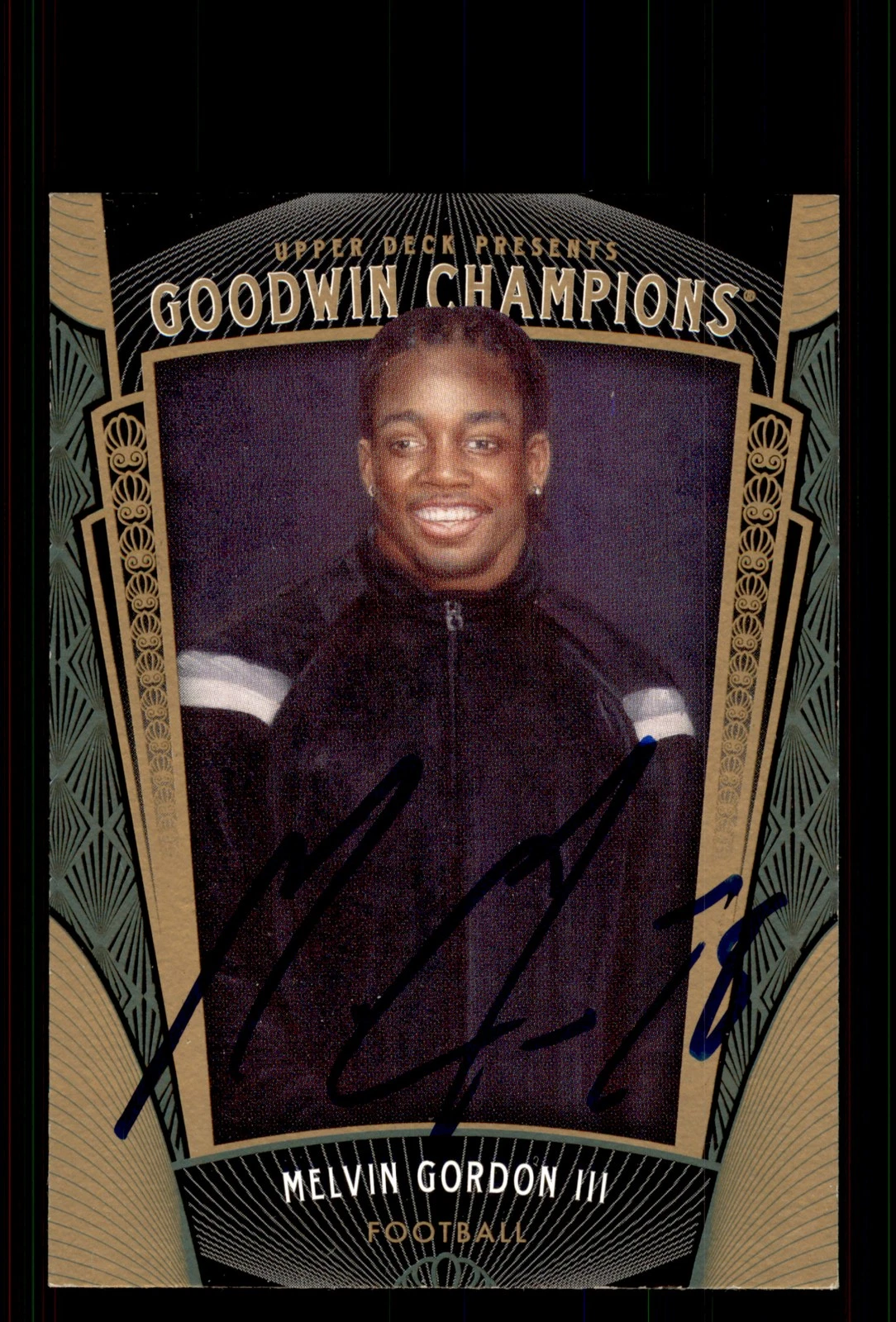 Signed Football Card Auto Melvin Gordon III 2015 Upper Deck Goodwin Champ. #74