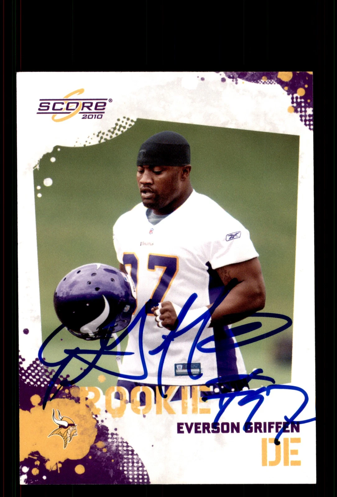 Signed Football Card Auto Everson Griffen 2010 Score #341 Minnesota Vikings