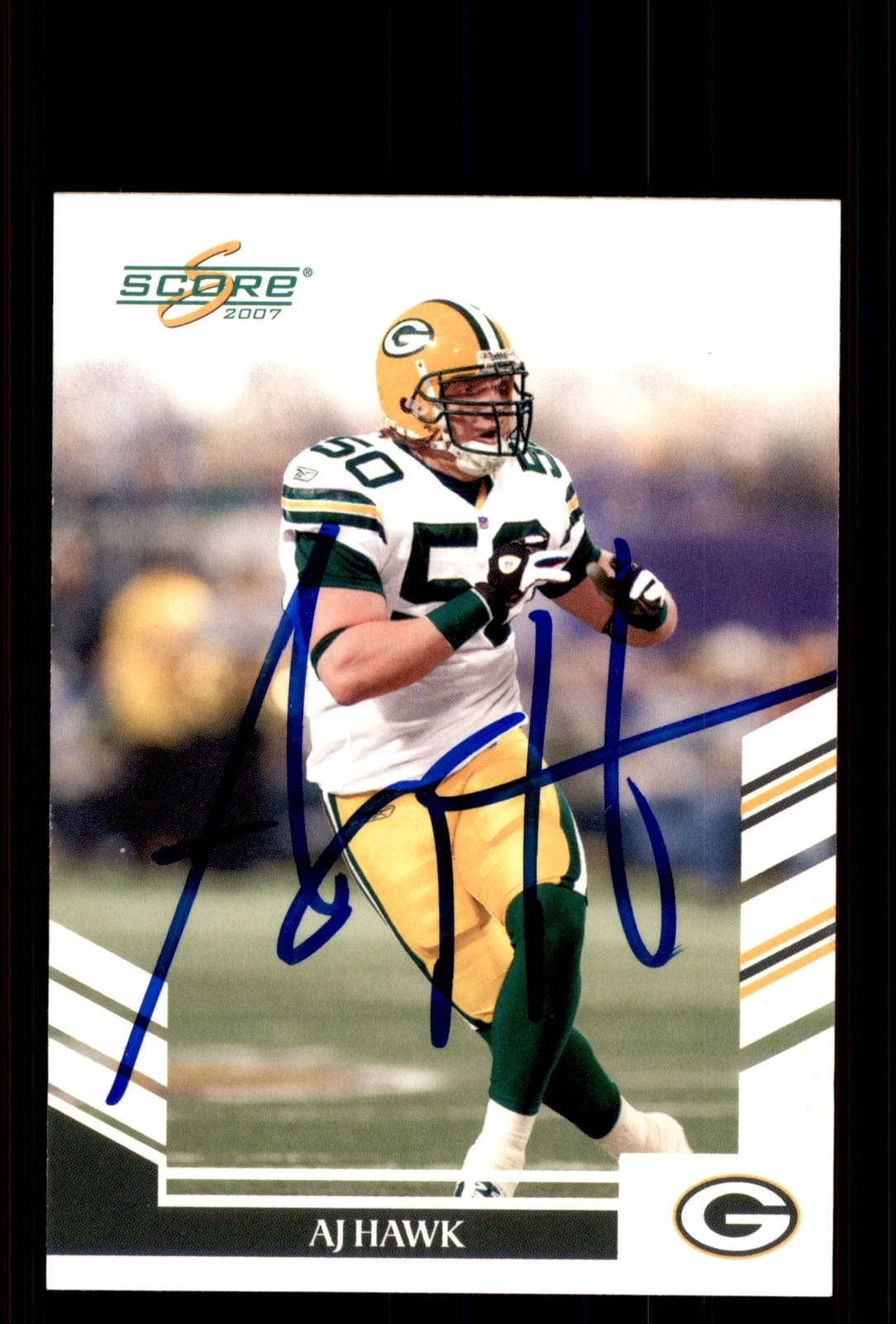 Signed Football Card Auto A.J. Hawk 2007 Score #59 Green Bay Packers
