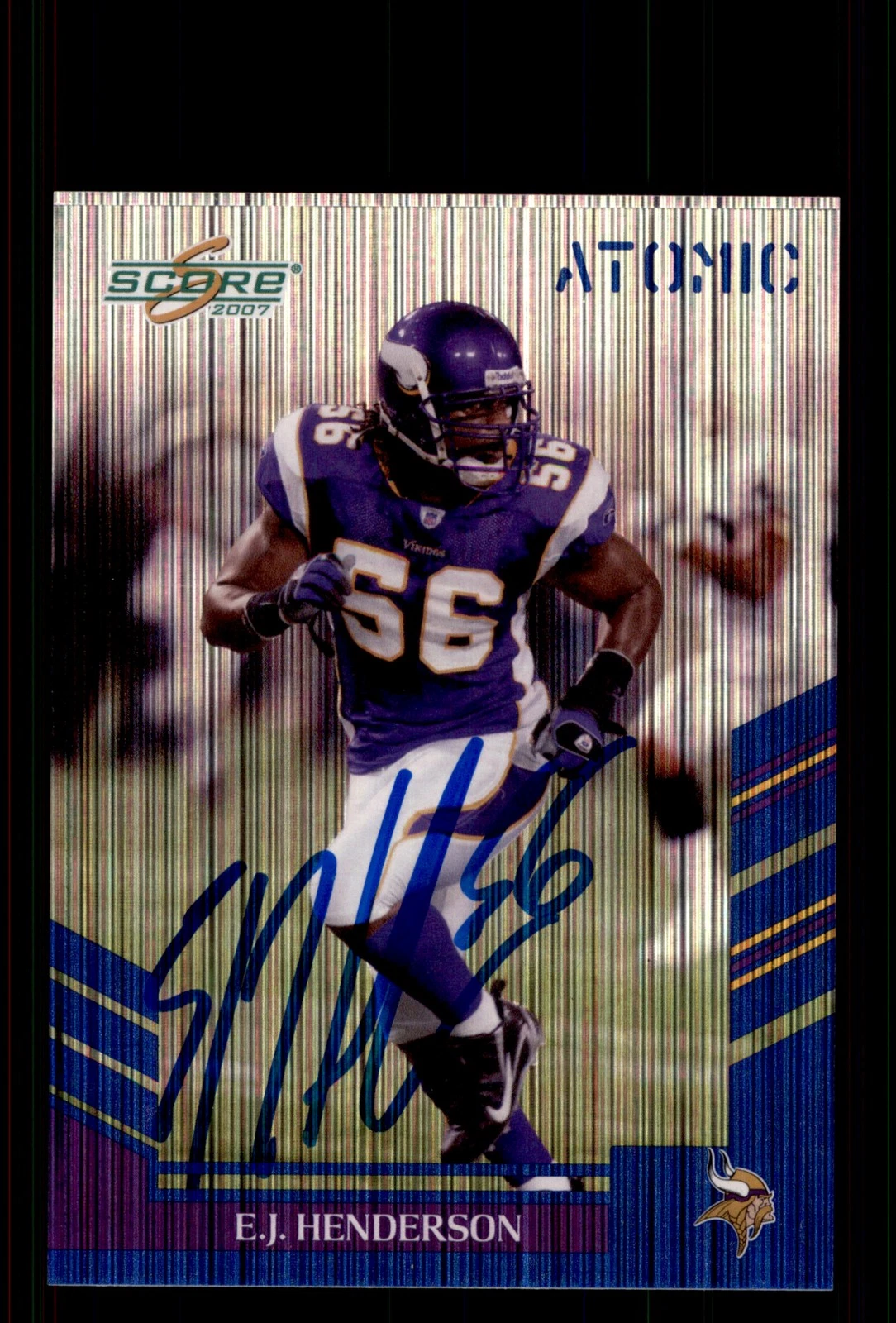 Signed Football Card Auto E.J. Henderson 2007 Score #68 Minnesota Vikings