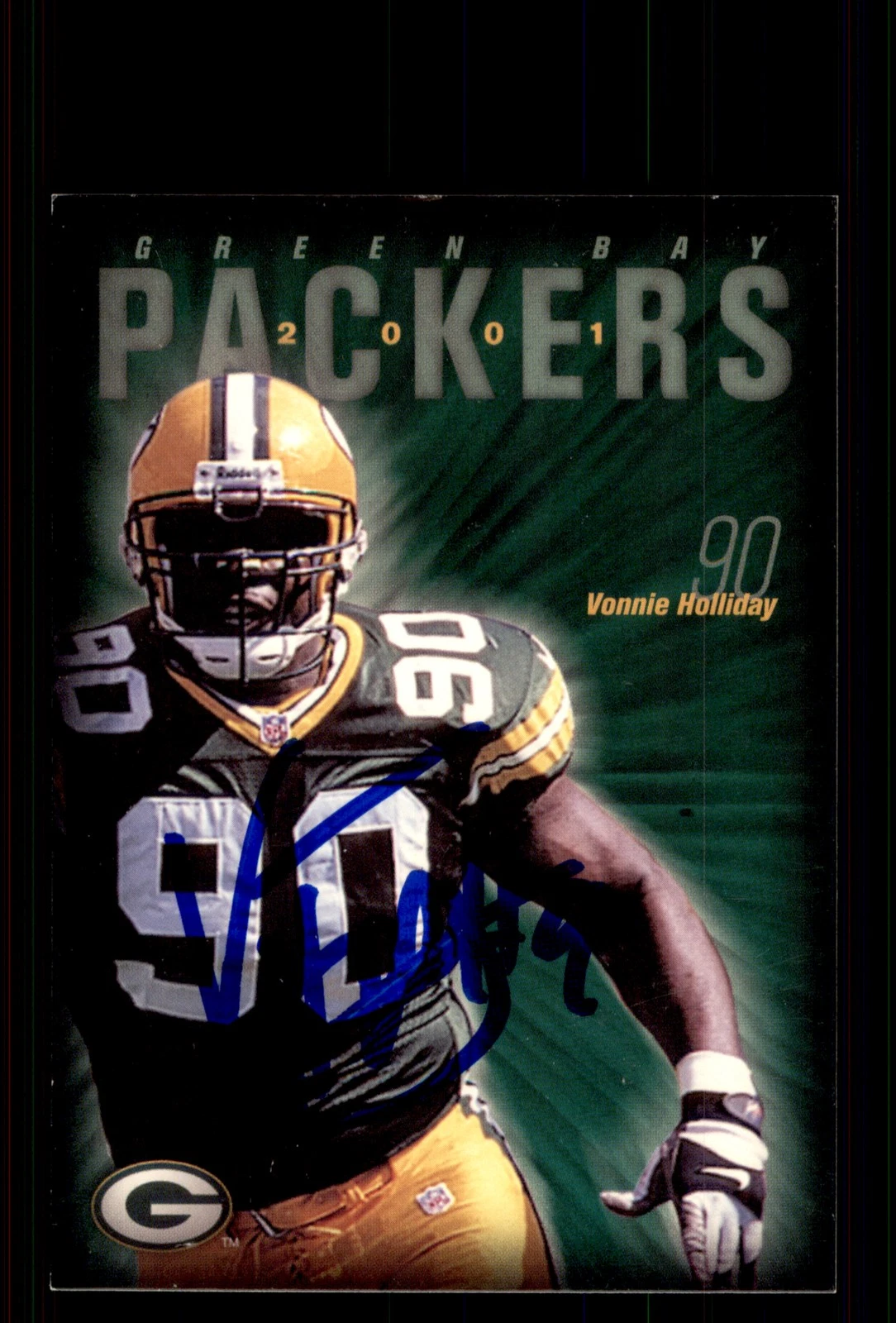 Signed Football Card Auto Vonnie Holliday 2001 Green Bay Packers Police SGA