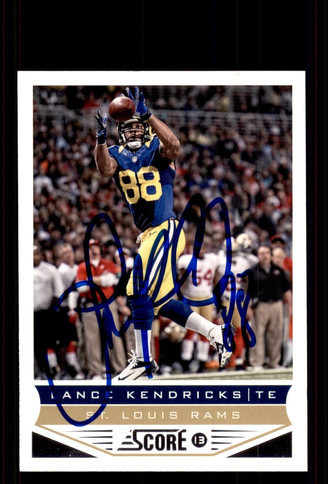 Signed Football Card Auto Lance Kendricks 2013 Score #174 St. Louis Rams