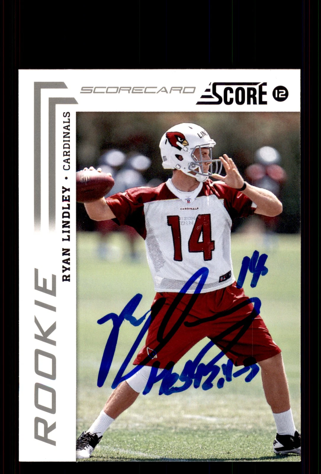 Signed Football Card Auto Ryan Lindley 2012 Score #374 Arizona Cardinals