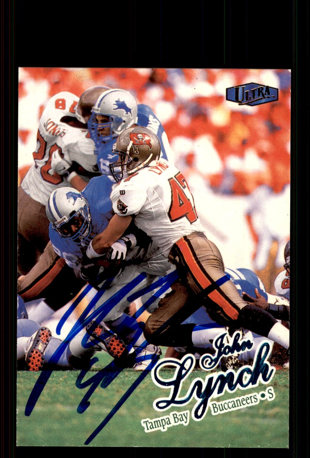Signed Football Card Auto John Lynch 1998 Ultra #172 Tampa Bay Buccaneers