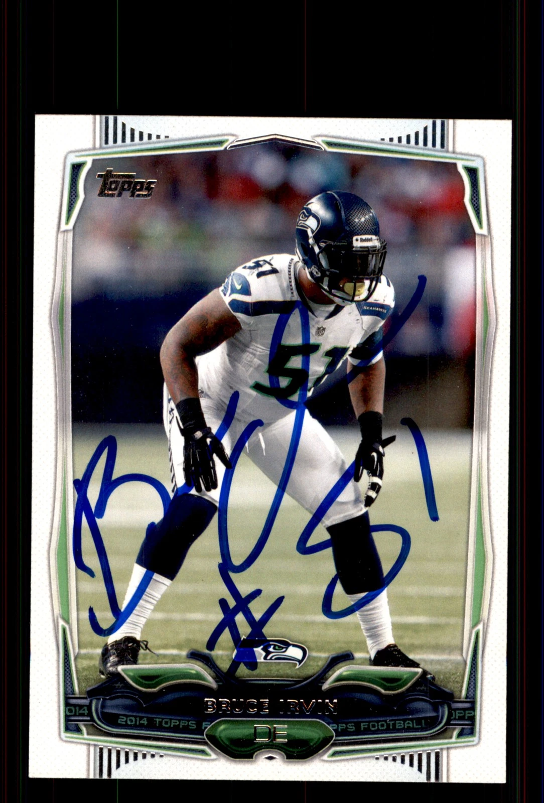 Signed Football Card Auto Bruce Irvin 2014 Topps #256 Seattle Seahawks