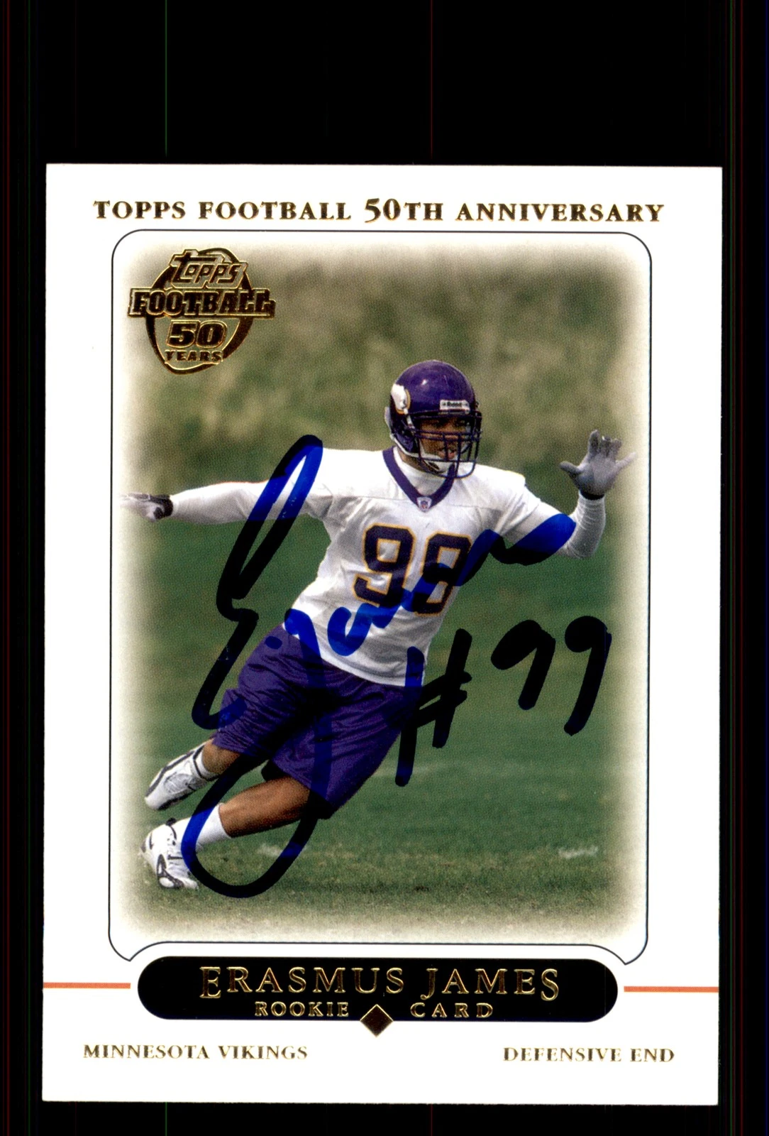 Signed Football Card Auto Erasmus James 2005 Topps #390 Minnesota Vikings