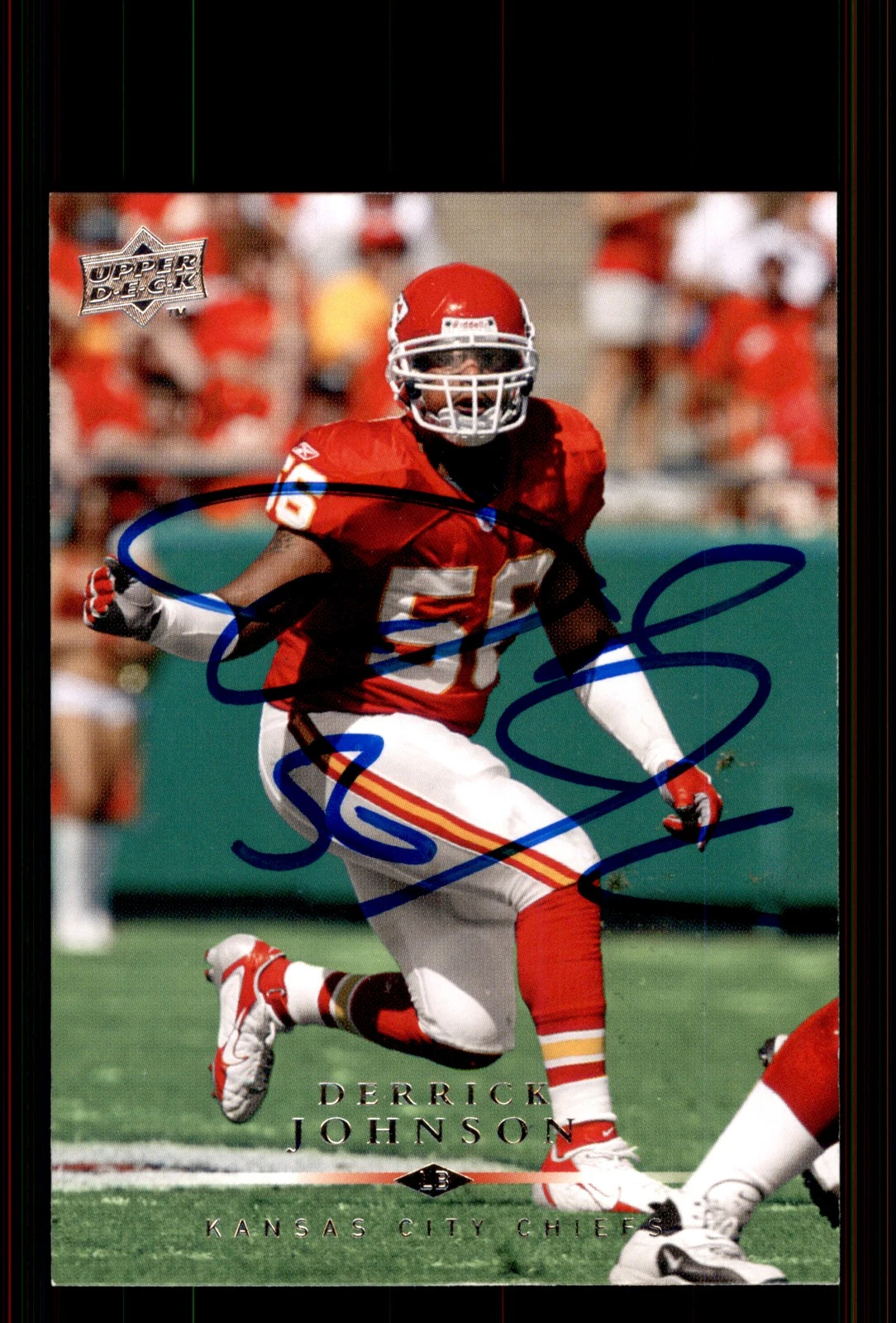 Signed Football Card Auto Derrick Johnson 2008 Upper Deck #93 Kansas City Chiefs