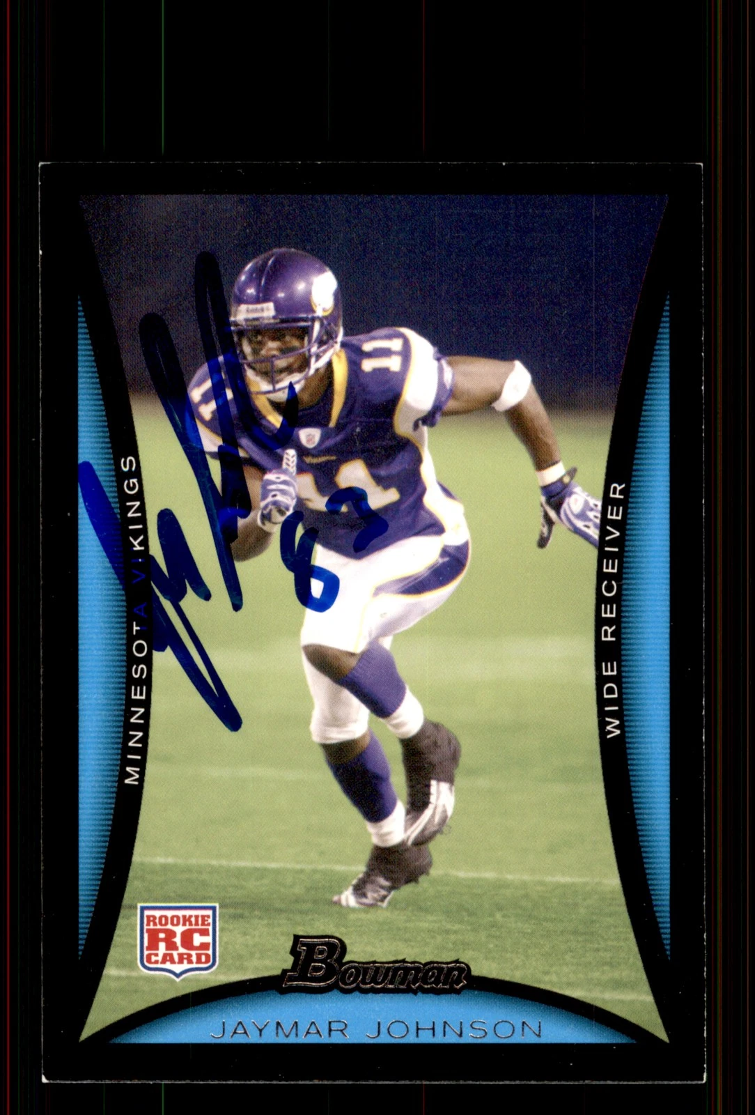 Signed Football Card Auto Jaymar Johnson 2008 Bowman #178 Minnesota Vikings