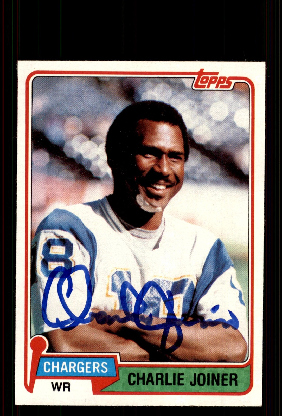 Signed Football Card Auto Charlie Joiner 1981 Topps #496 San Diego Chargers