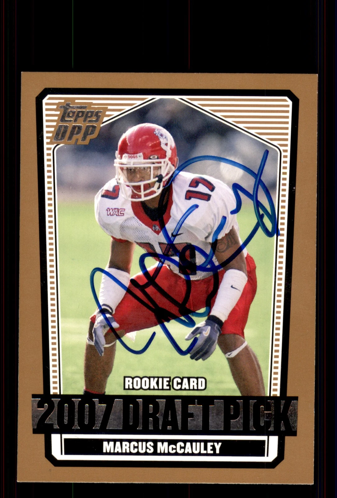 Signed Football Card Auto Marcus McCauley 2007 Topps Draft #109 Fresno State