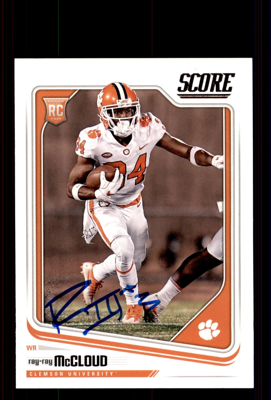 Signed Football Card Auto Ray-Ray McCloud 2018 Score #406 Clemson Tigers