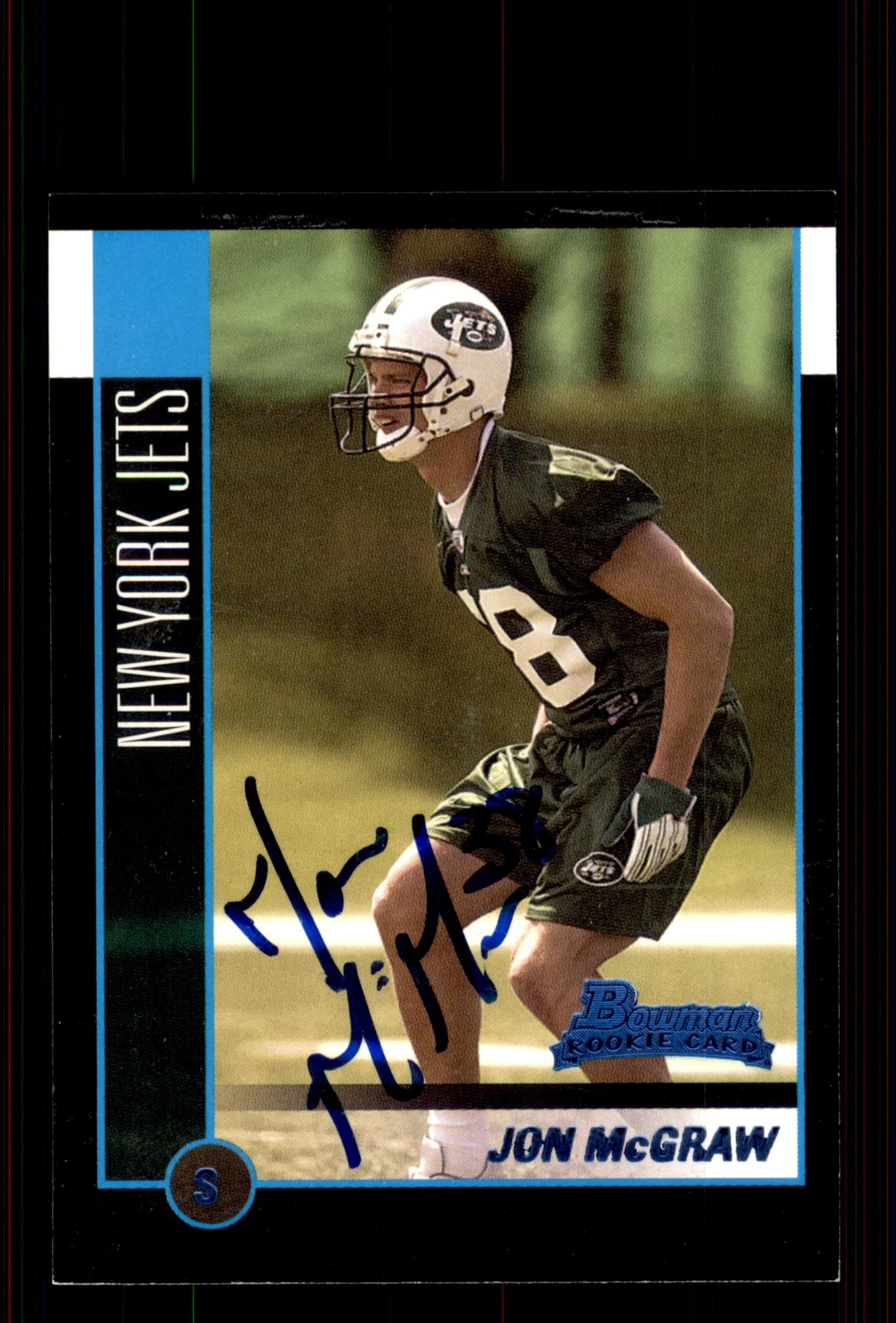 Signed Football Card Auto Jon McGraw 2002 Bowman #163 New York Jets