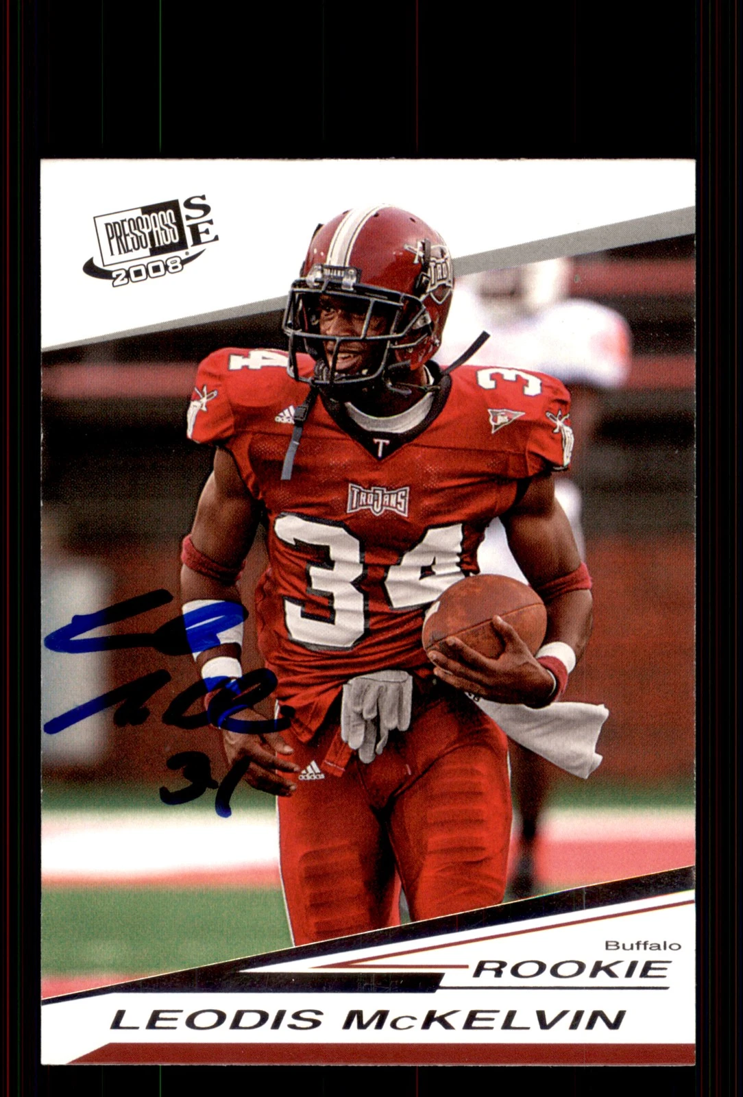Signed Football Card Auto Leodis McKelvin 2008 Press Pass SE #44 Troy Trojans
