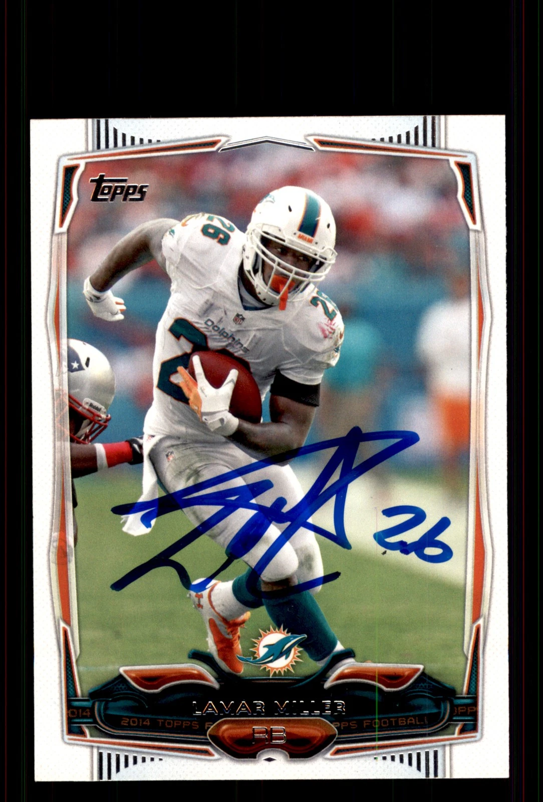 Signed Football Card Auto Lamar Miller 2014 Topps #218 Miami Dolphins