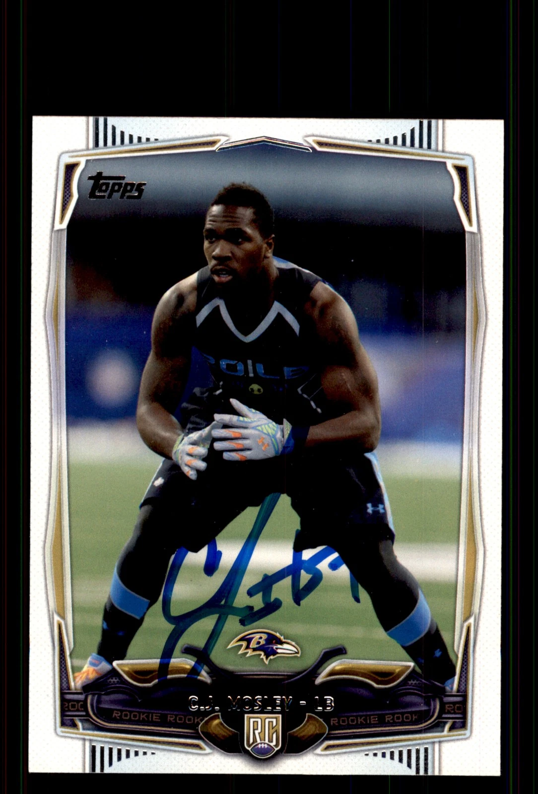 Signed Football Card Auto C.J. Mosley 2014 Topps #378 Baltimore Ravens