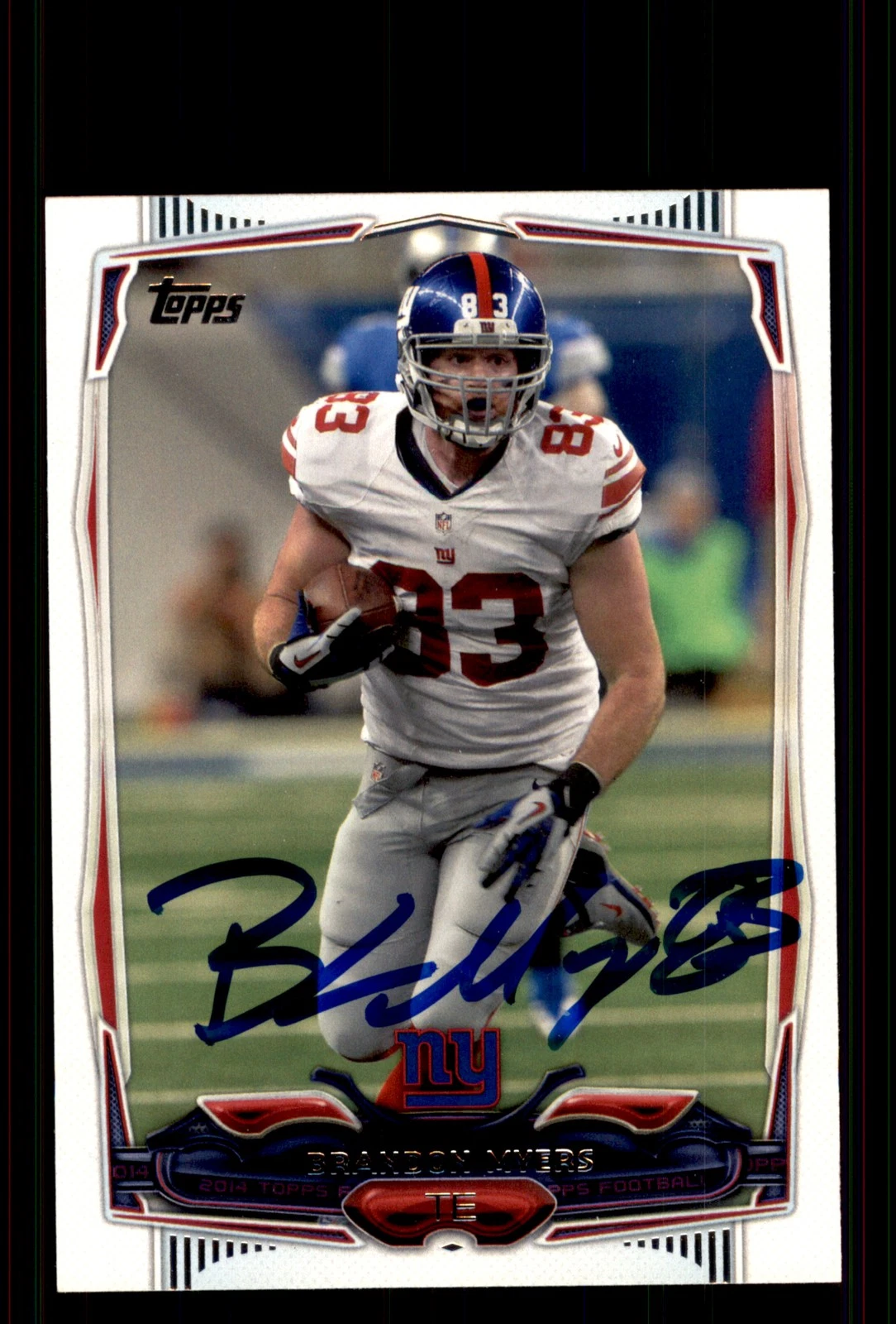 Signed Football Card Auto Brandon Myers 2014 Topps #292 New York Giants
