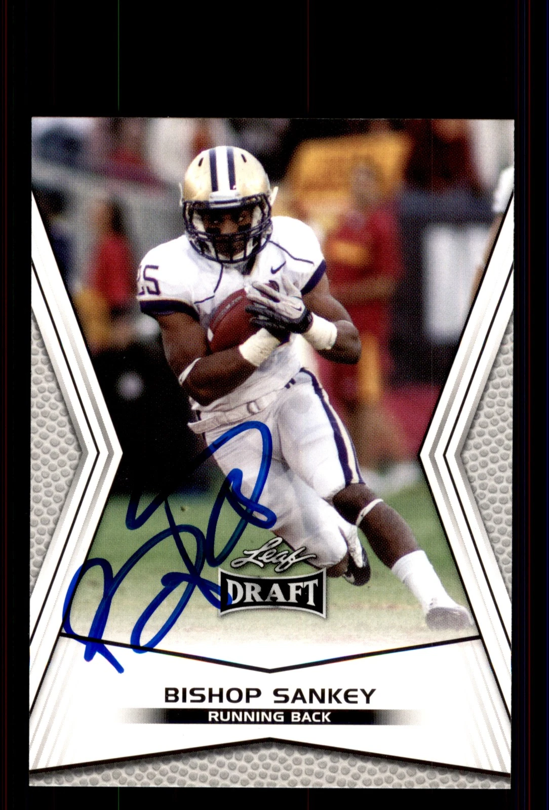 Signed Football Card Auto Bishop Sankey 2014 Leaf Draft #8 Washington Huskies