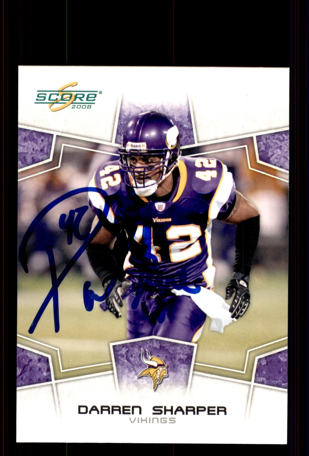 Signed Football Card Auto Darren Sharper 2008 Score #177 Minnesota Vikings