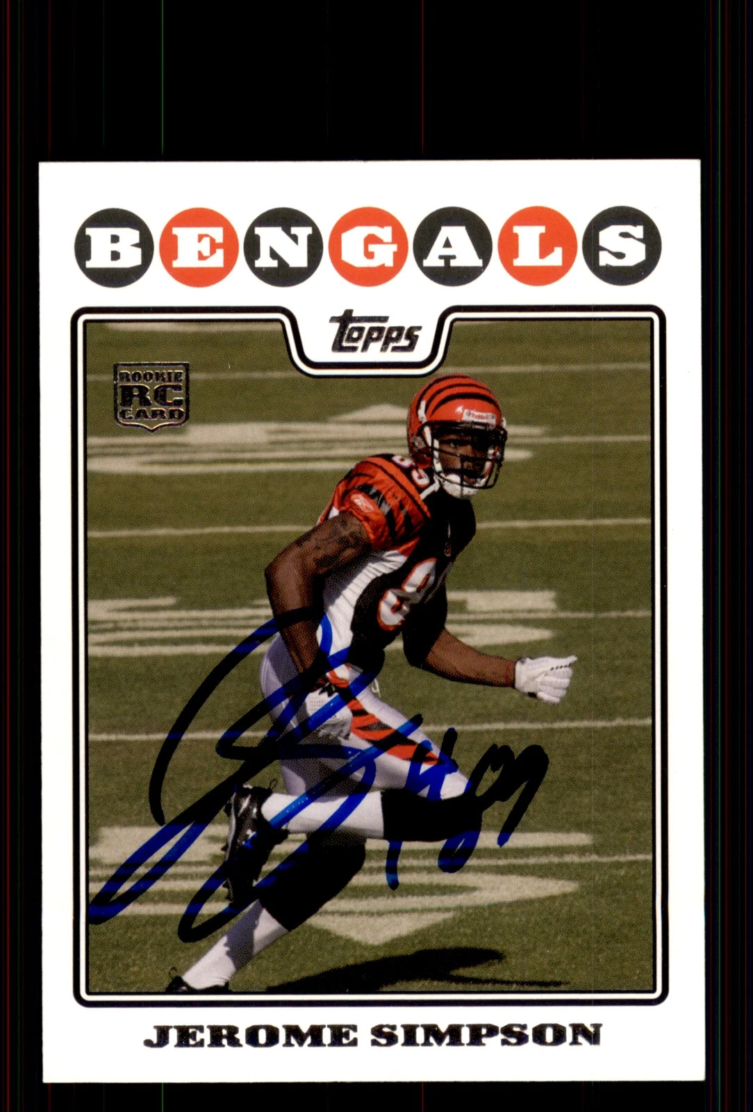 Signed Football Card Auto Jerome Simpson 2008 Topps #376 Cincinnati Bengals