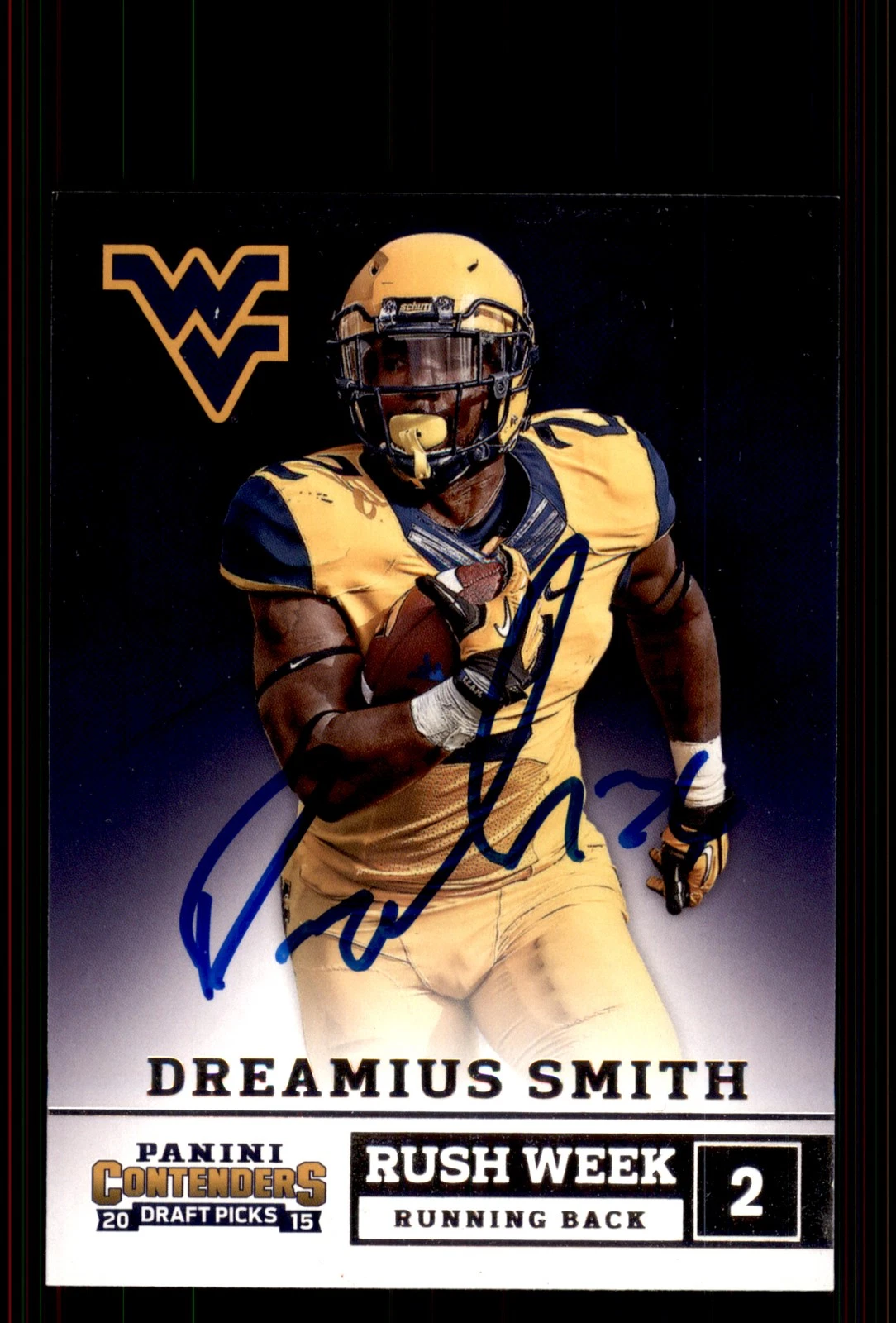 Signed Football Card Auto Dreamius Smith 2015 Panini Contenders Draft #25 WVU