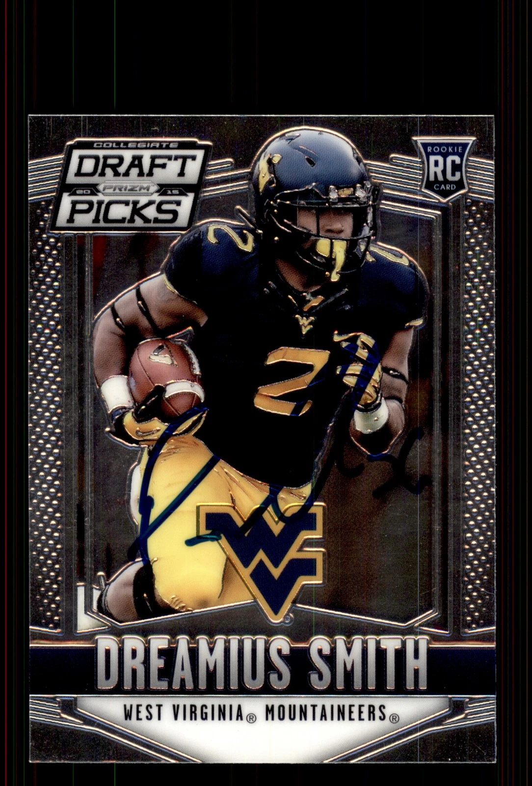 Signed Football Card Auto Dreamius Smith 2015 Panini Prizm Draft Picks #181 WVU