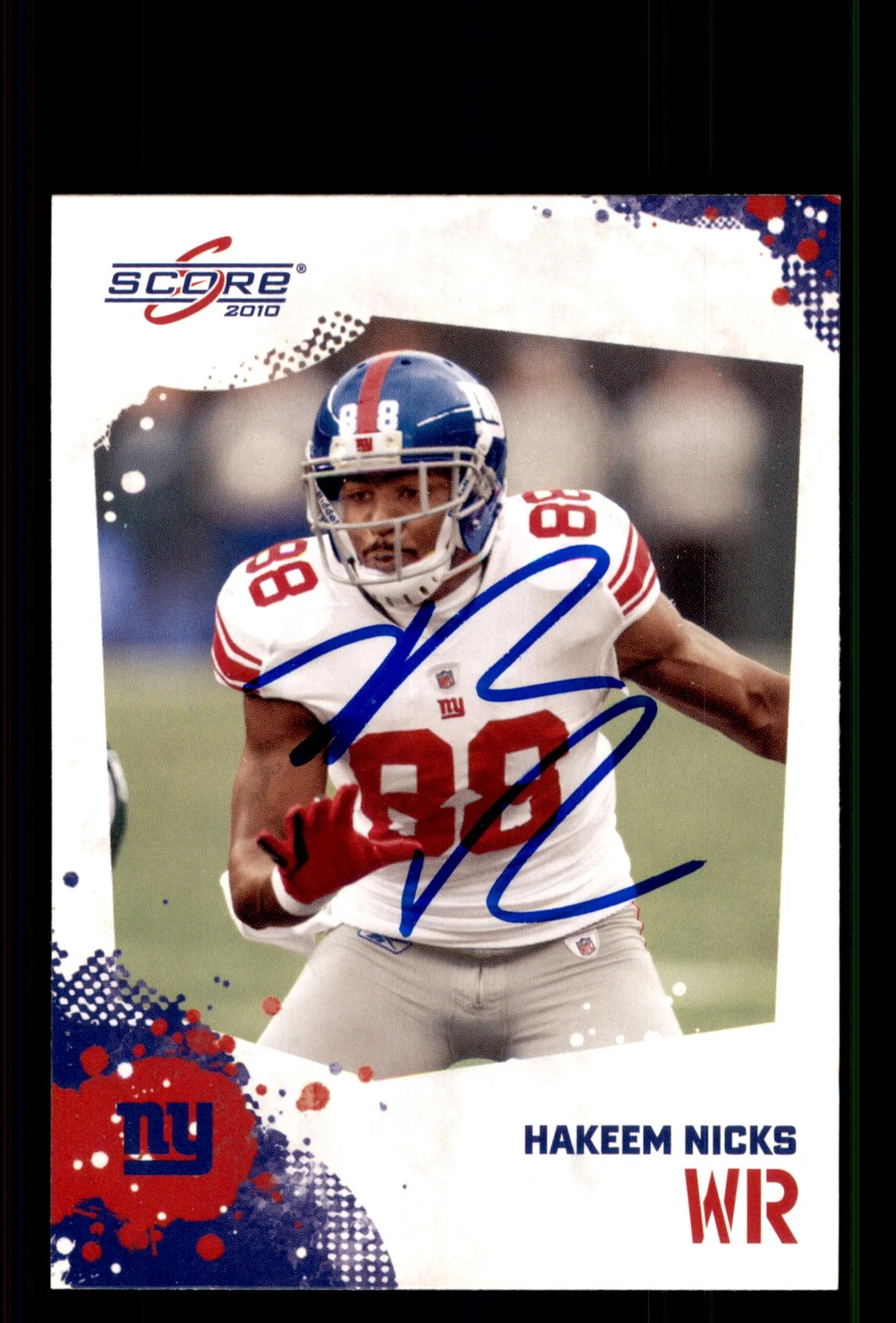 Signed Football Card Auto Hakeem Nicks 2010 Score #191 New York Giants