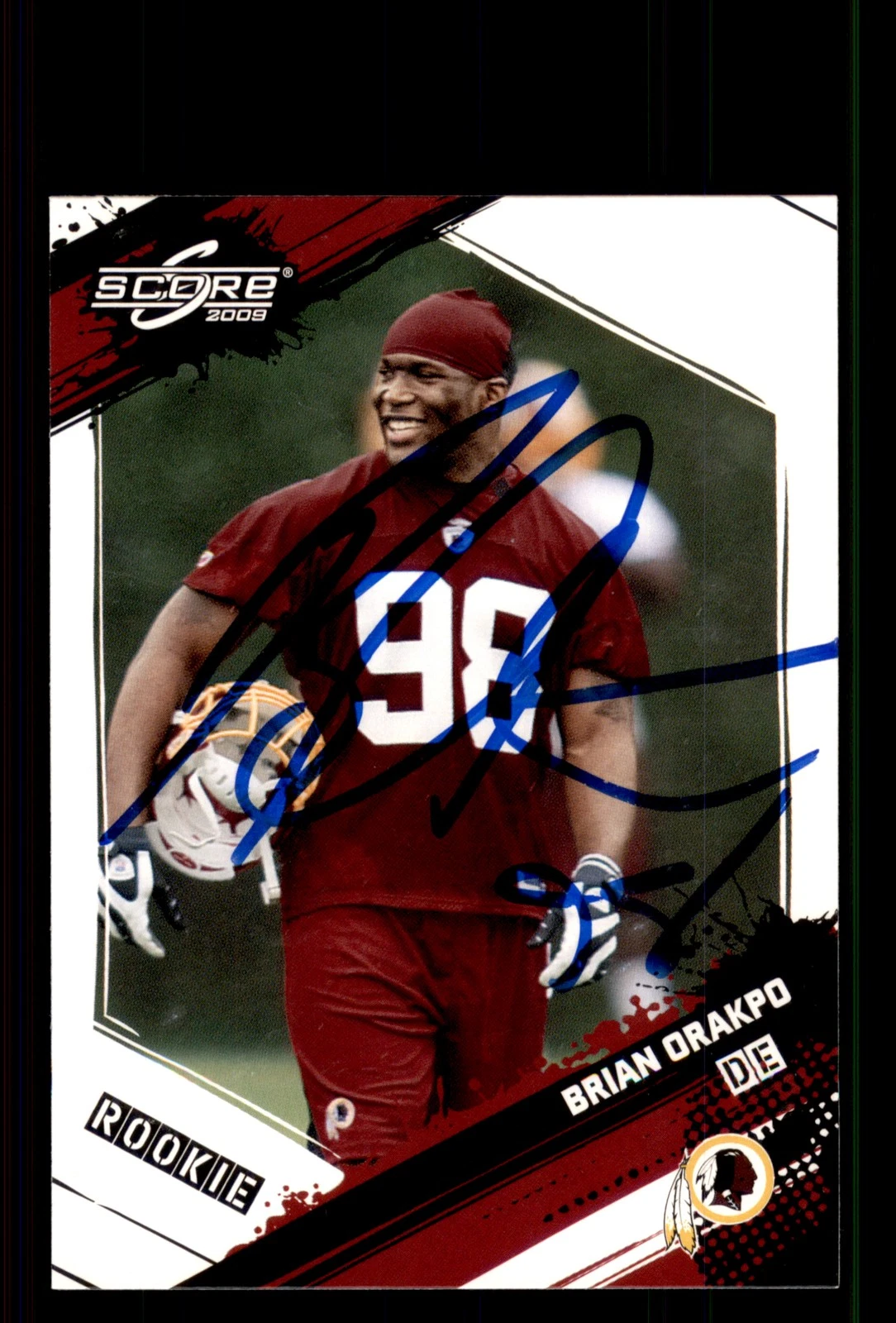 Signed Football Card Auto Brian Orakpo 2009 Score #317 Washington Redskins