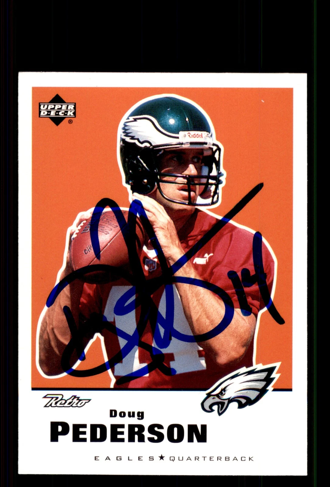 Signed Football Card Auto Doug Pederson 1999 Upper Deck Retro #118 Eagles