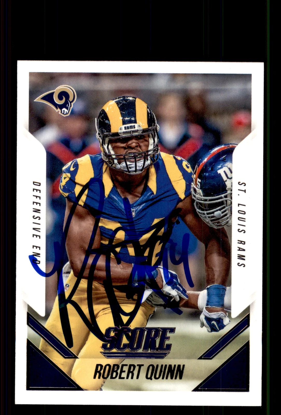 Signed Football Card Auto Robert Quinn 2015 Score #145 St. Louis Rams