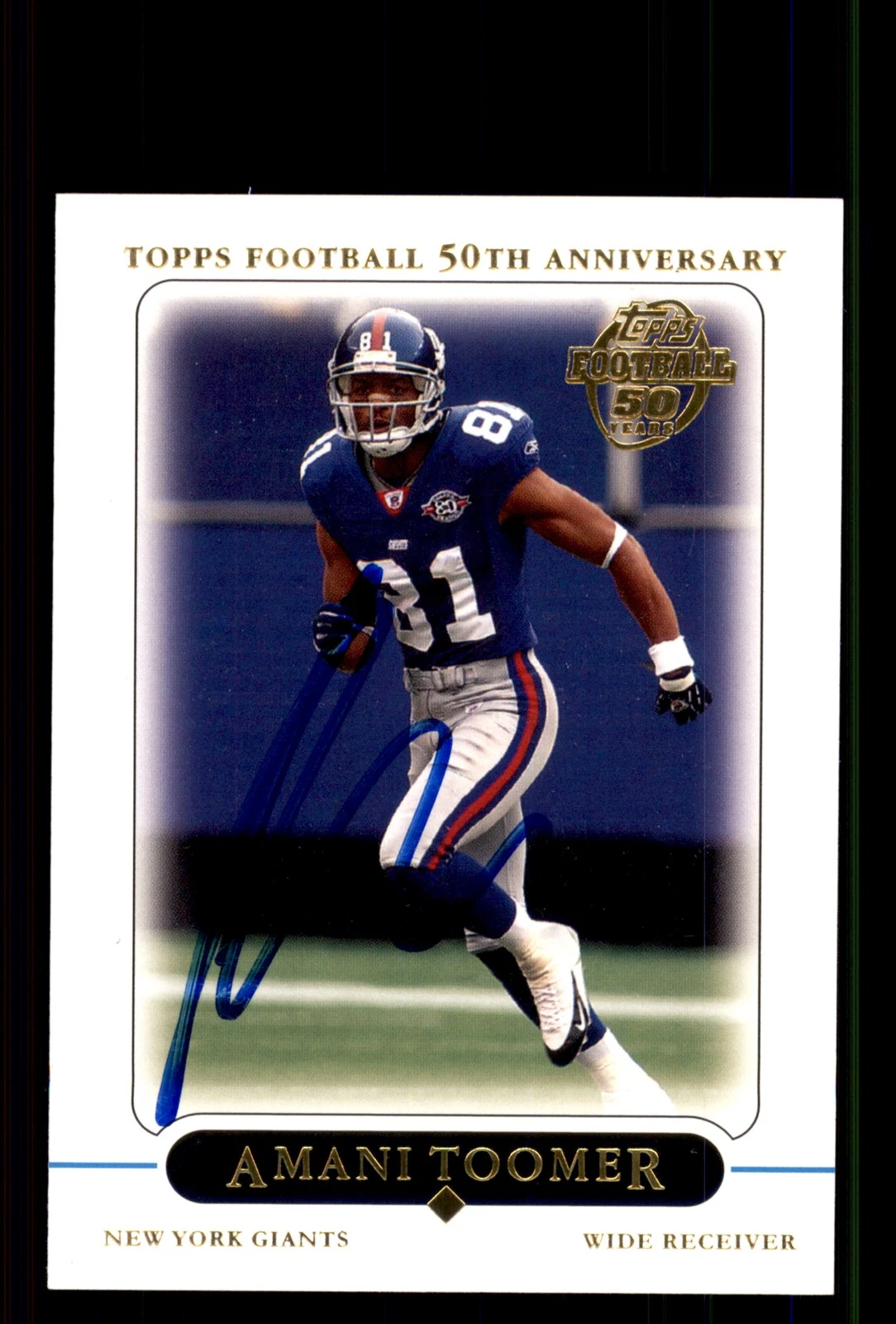 Signed Football Card Auto Amani Toomer 2005 Topps #217 New York Giants