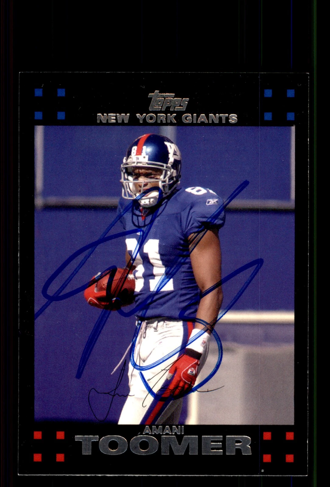 Signed Football Card Auto Amani Toomer 2007 Topps #166 New York Giants