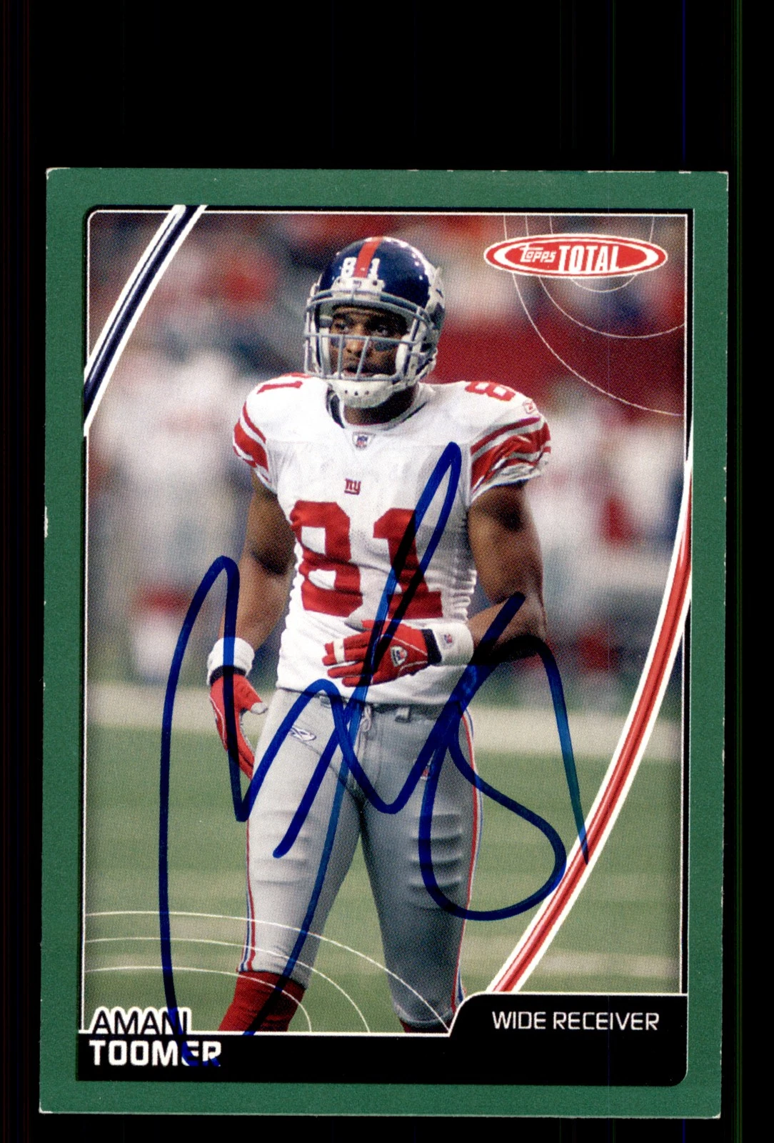 Signed Football Card Auto Amani Toomer 2007 Topps Total #236 New York Giants