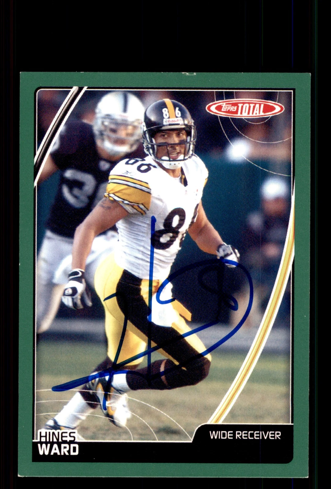Signed Football Card Auto Hines Ward 2007 Topps Total #419 Pittsburgh Steelers