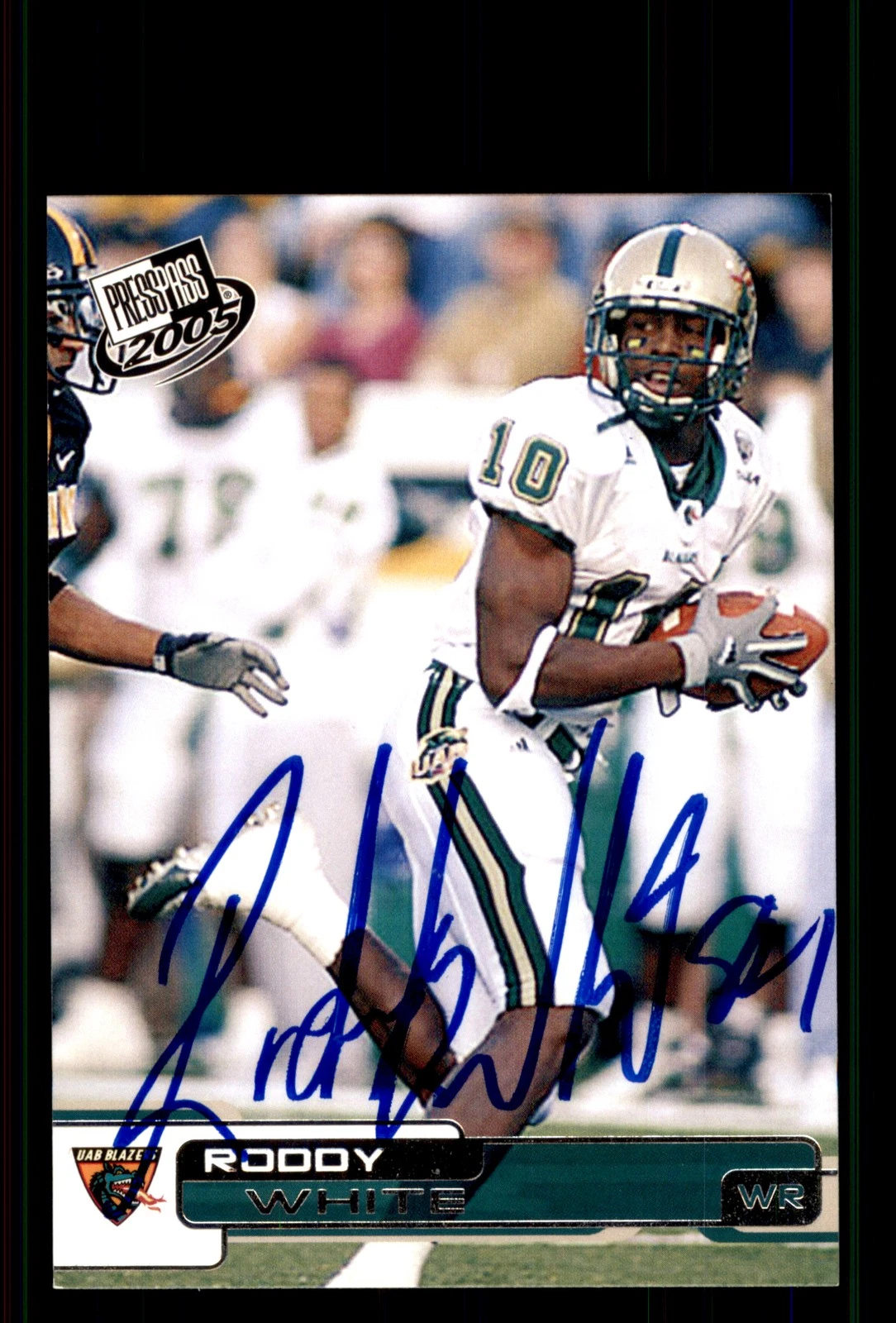 Signed Football Card Auto Roddy White 2005 Press Pass #29 UAB Blazers