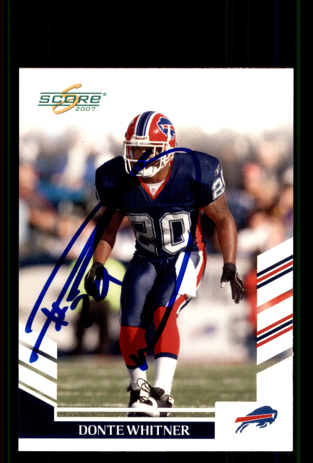 Signed Football Card Auto Donte Whitner 2007 Score #143 Buffalo Bills