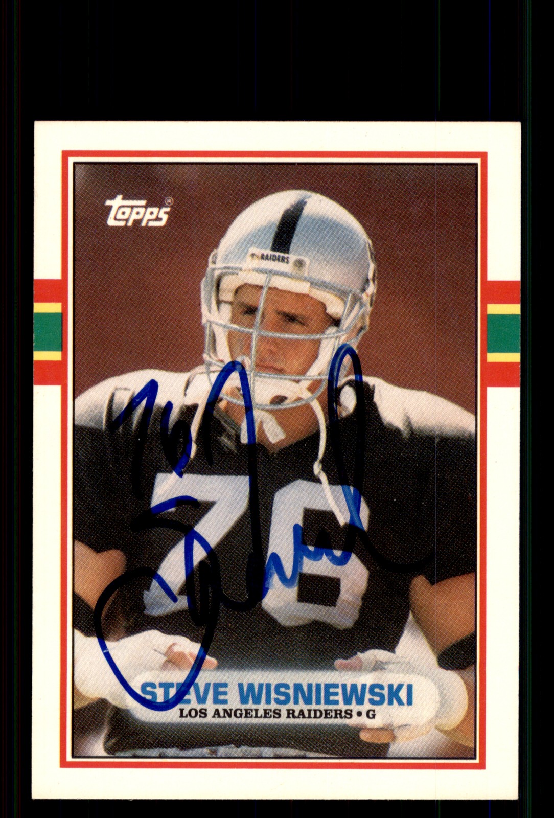 Signed Football Card Auto Steve Wisniewski 1989 Topps Traded #33T Raiders