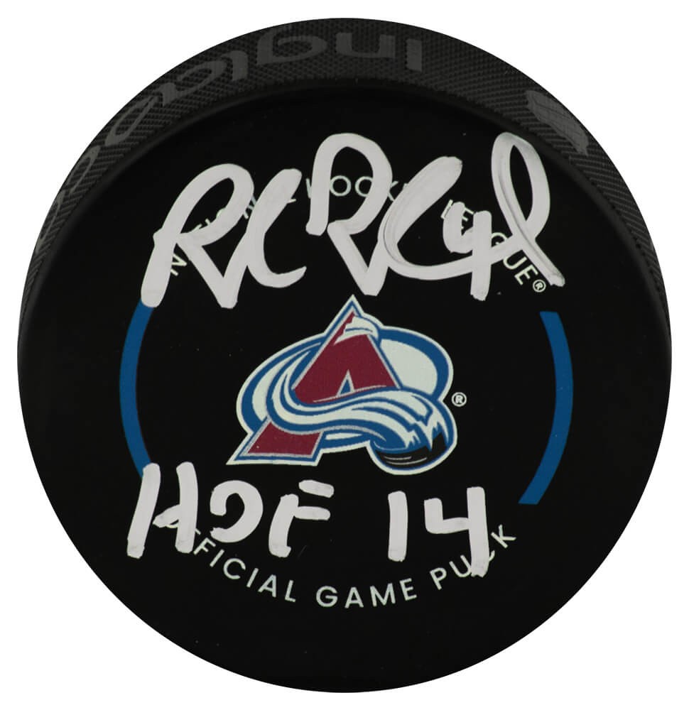 Rob Blake Signed Colorado Avalanche Logo Official Hockey Puck w/HOF'14 -(SS COA)