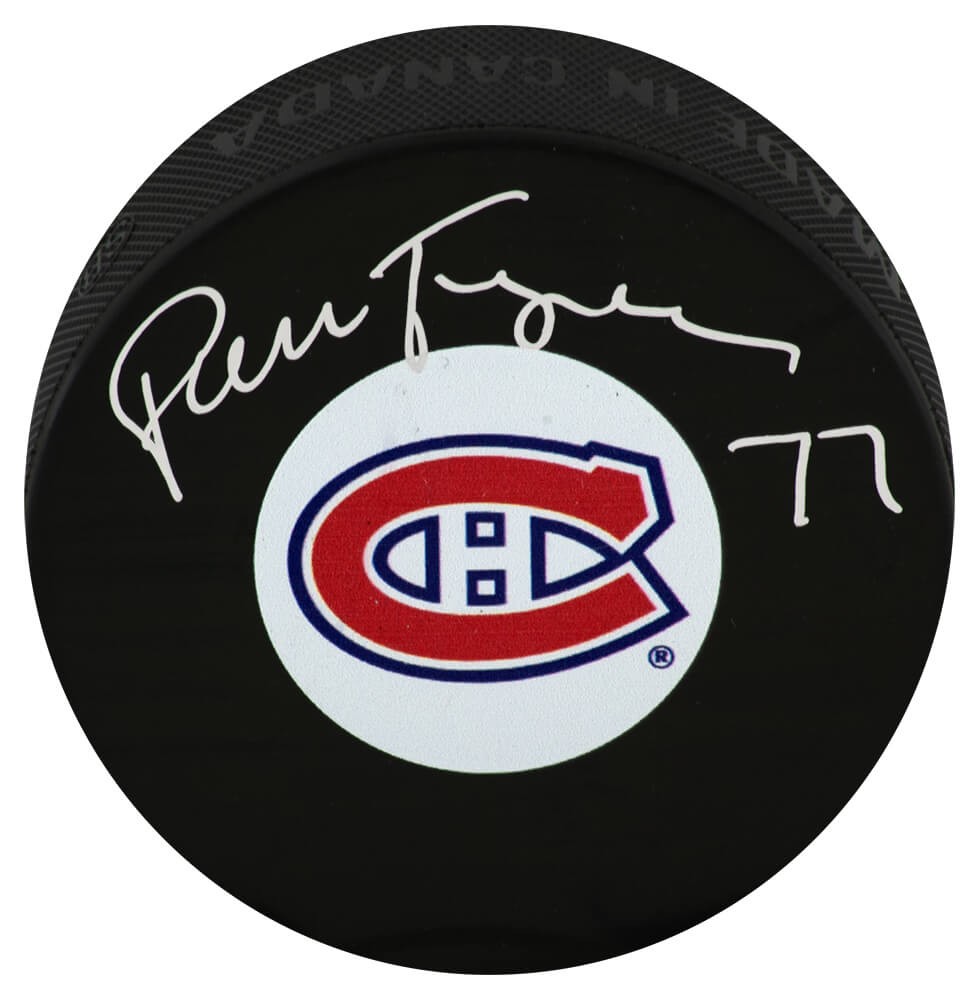 Pierre Turgeon Signed Montreal Canadiens Medium Logo Hockey Puck -(SCHWARTZ COA)