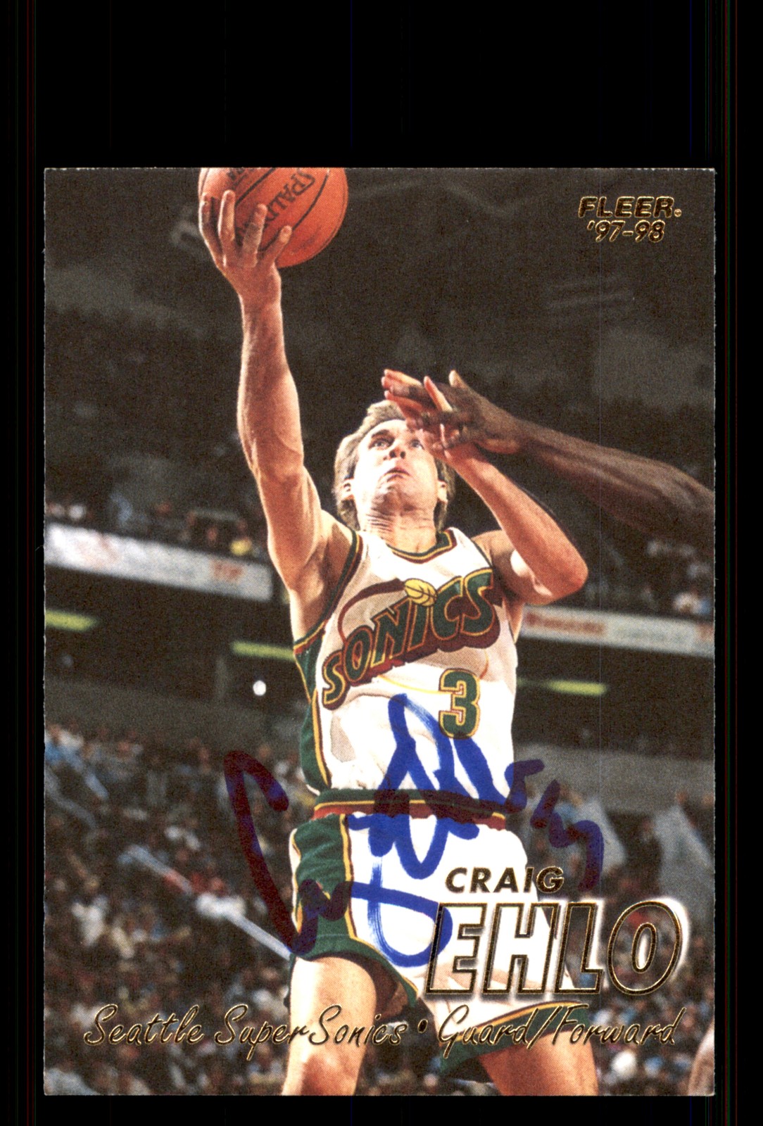Signed Basketball Card Auto Craig Ehlo 1997-98 Fleer #65 Seattle SuperSonics