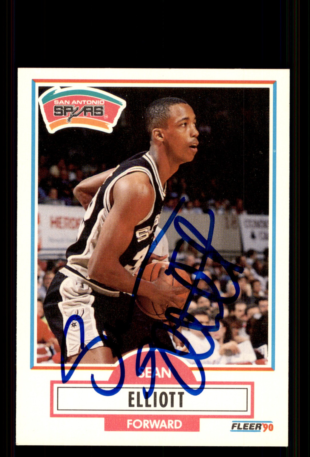 Signed Basketball Card Auto Sean Elliott 1990-91 Fleer #171 San Antonio Spurs
